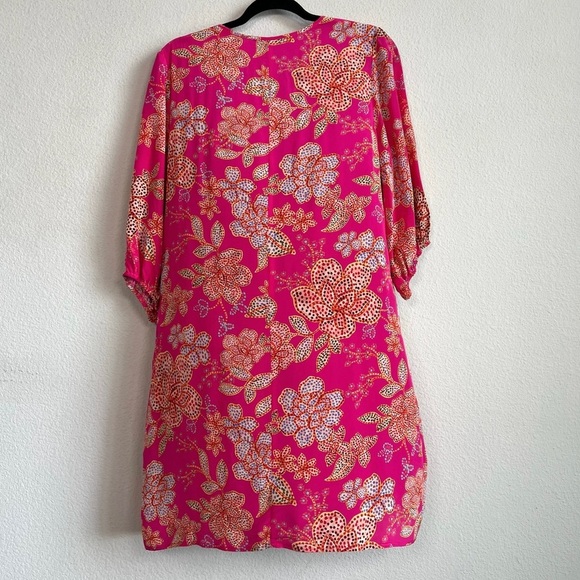 Johnny Was Vesna Pink Floral Print Short Sleeve Silk Mini Dress Size Small - Picture 3 of 9
